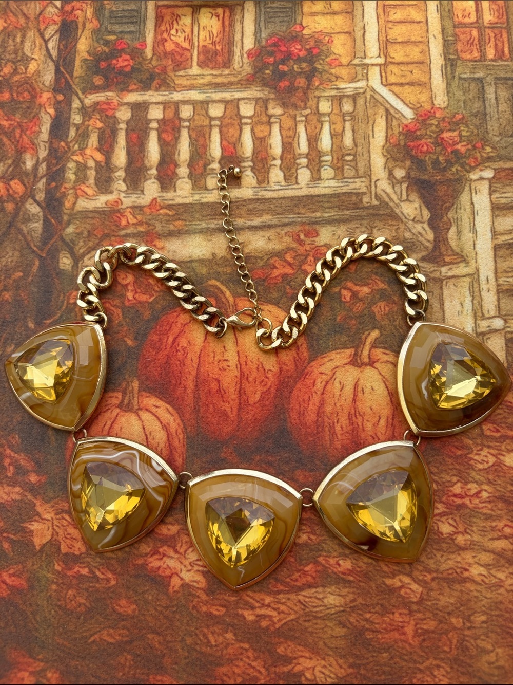 Gold-Tone Amber Statement Necklace - Women Jewelry